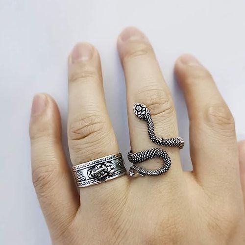 Silver Feng Shui PiXiu MANI Mantra Protection Wealth Ring Adjustable Ring Gift For Men Women