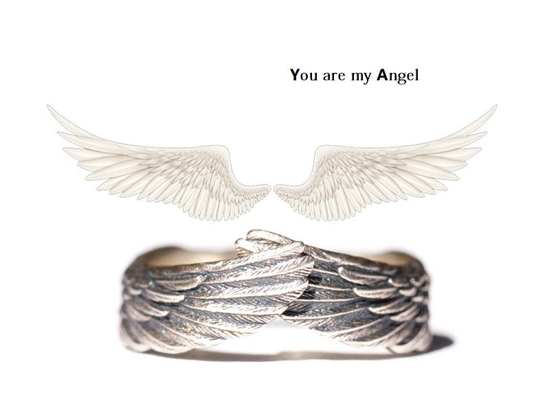Sterling Silver Angel Wings Open Rings For Women Girl Open Rings For Couple Gift