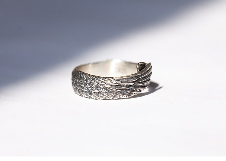 Sterling Silver Angel Wings Open Rings For Women Girl Open Rings For Couple Gift