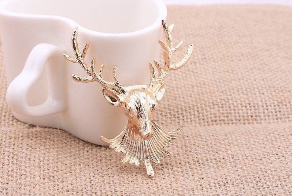 Gold Ox Head Brooch For Men