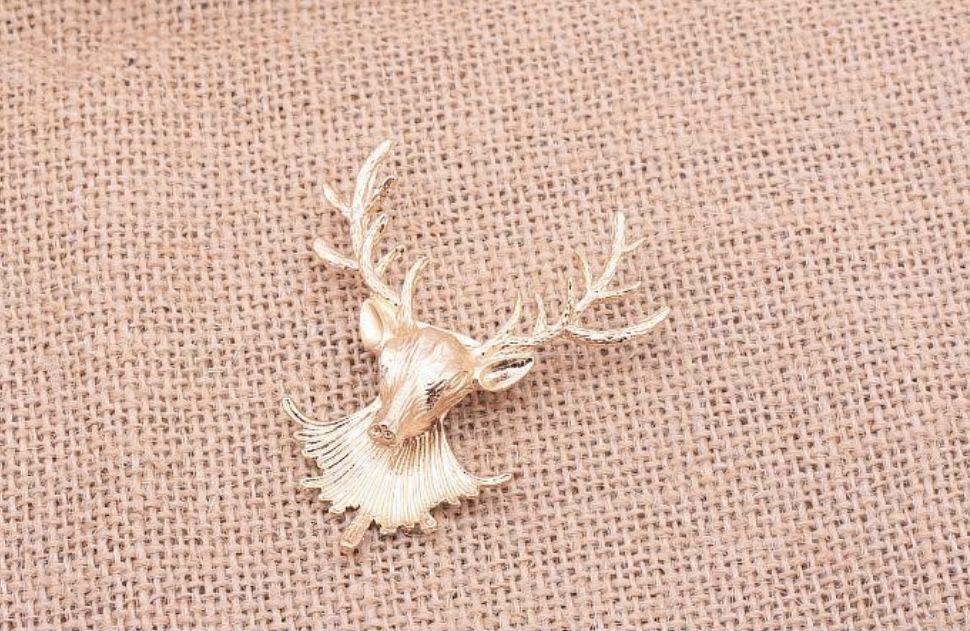 Gold Ox Head Brooch For Men