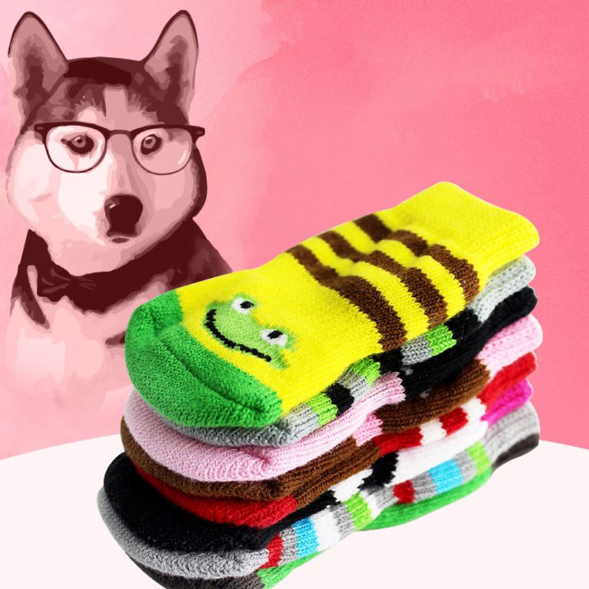 8x Anti-slip Pet Dog Puppy Socks Shoes Soft Socks Winter Apparel S & M