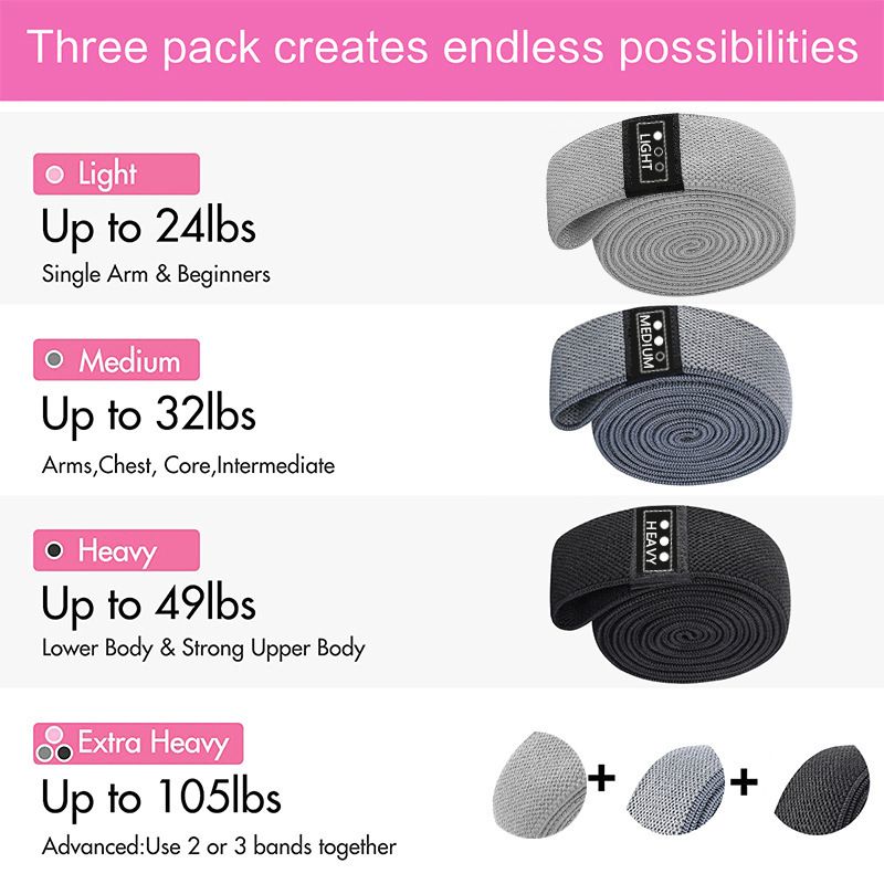 3PCS Long Elastic Training Band Arms Legs Booty Exercise Bands / Yoga Fitness Resistance BAND