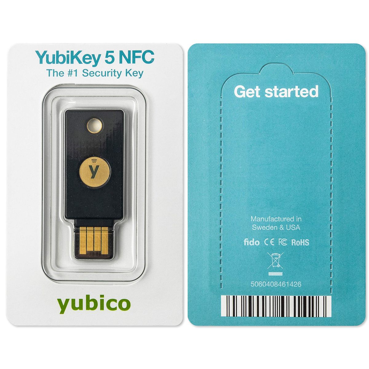 Security Key, YubiKey 5, NFC Login, U2F, FIDO2, USB-A Ports