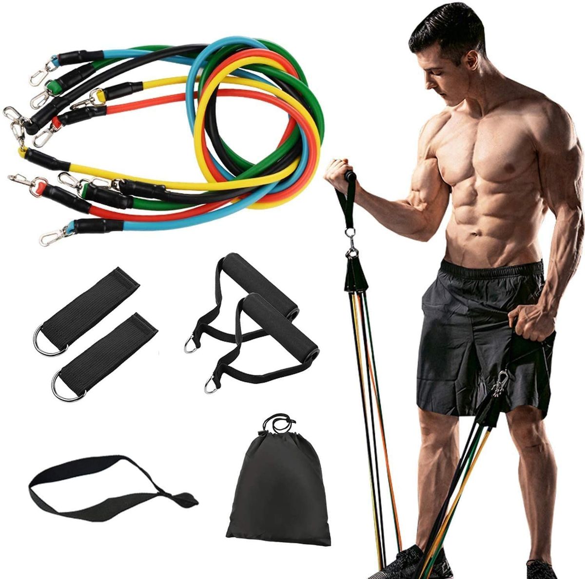 11 Pcs/Set Latex Resistance Bands Pull Rope,Rubber Expander Elastic Bands For Fitness