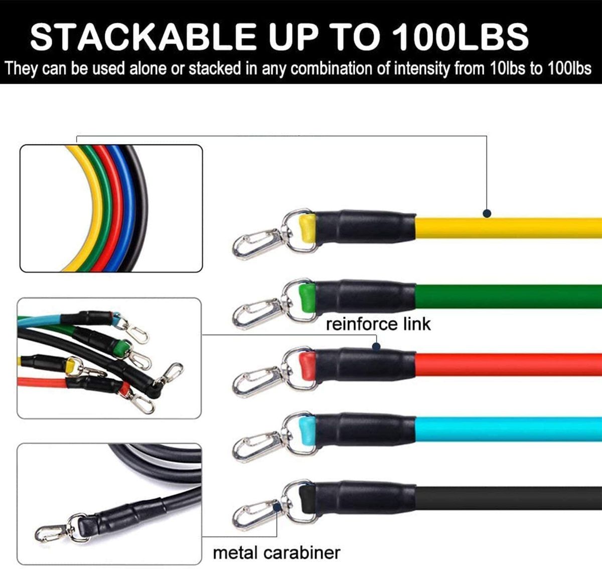 11 Pcs/Set Latex Resistance Bands Pull Rope,Rubber Expander Elastic Bands For Fitness