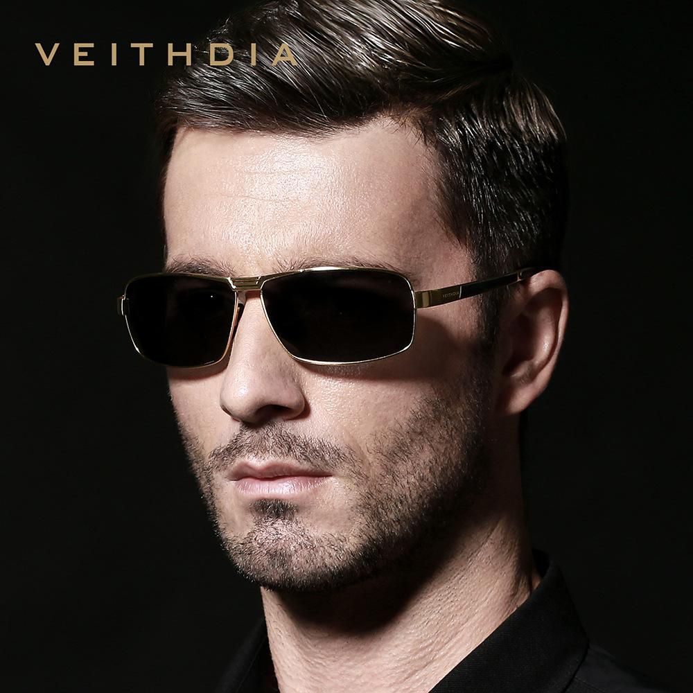 Men's Sunglasses Square Frame Polarized UV Sunglasses Black