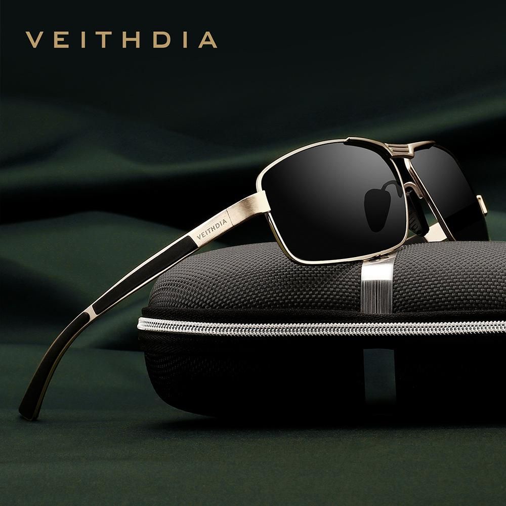 Men's Sunglasses Square Frame Polarized UV Sunglasses Black