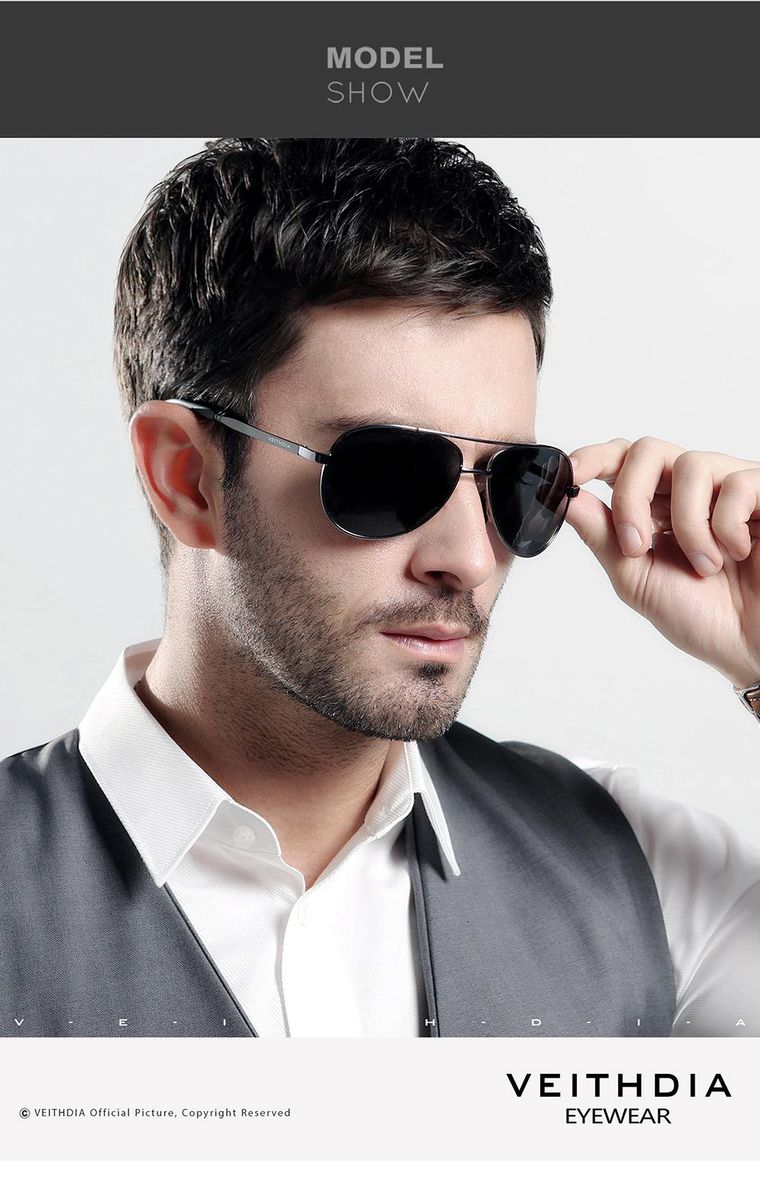 Men's Sunglasses Polarized UV Sunglasses Silver