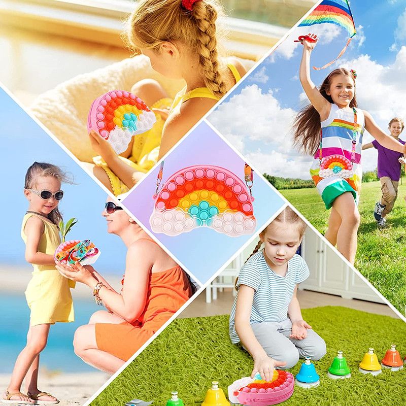Pop Purse Fidget Toys,Gifts Rainbow Shoulder Bag Sensory Toy