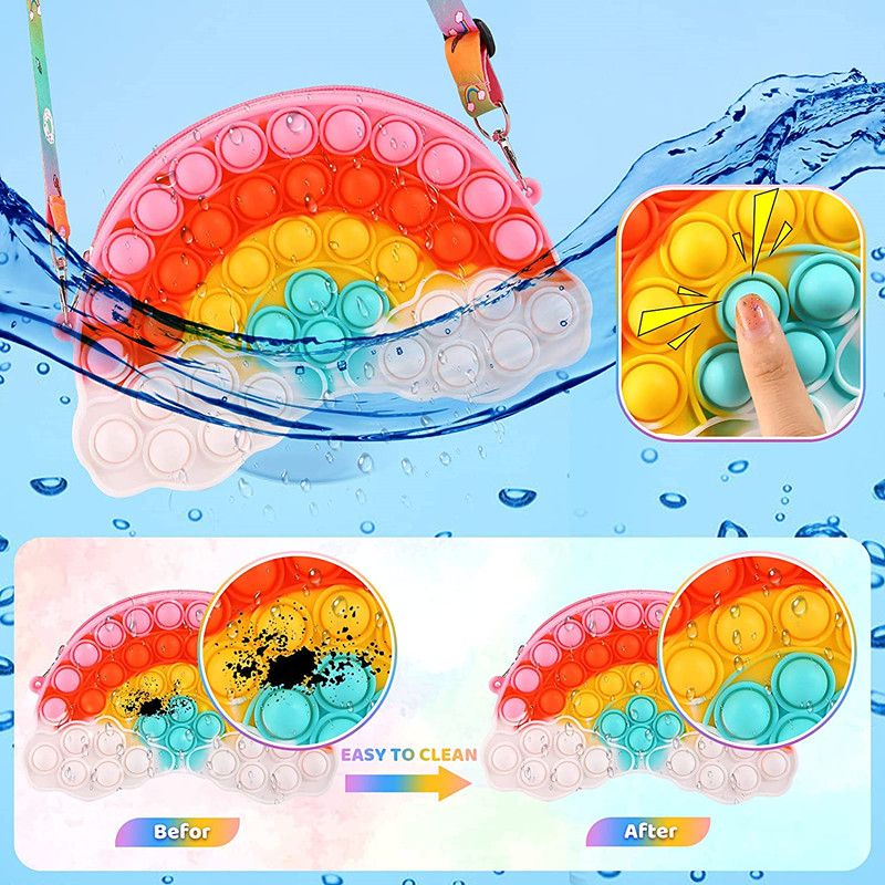 Pop Purse Fidget Toys,Gifts Rainbow Shoulder Bag Sensory Toy