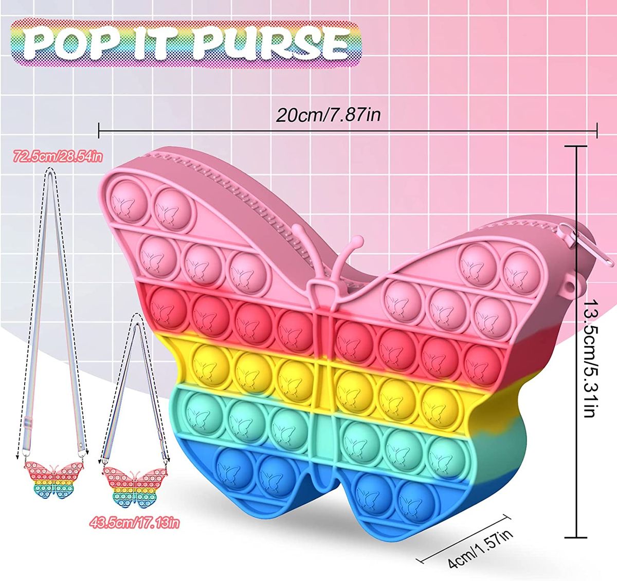 PopIts Fidget Toys Shoulder Bags Butterfly