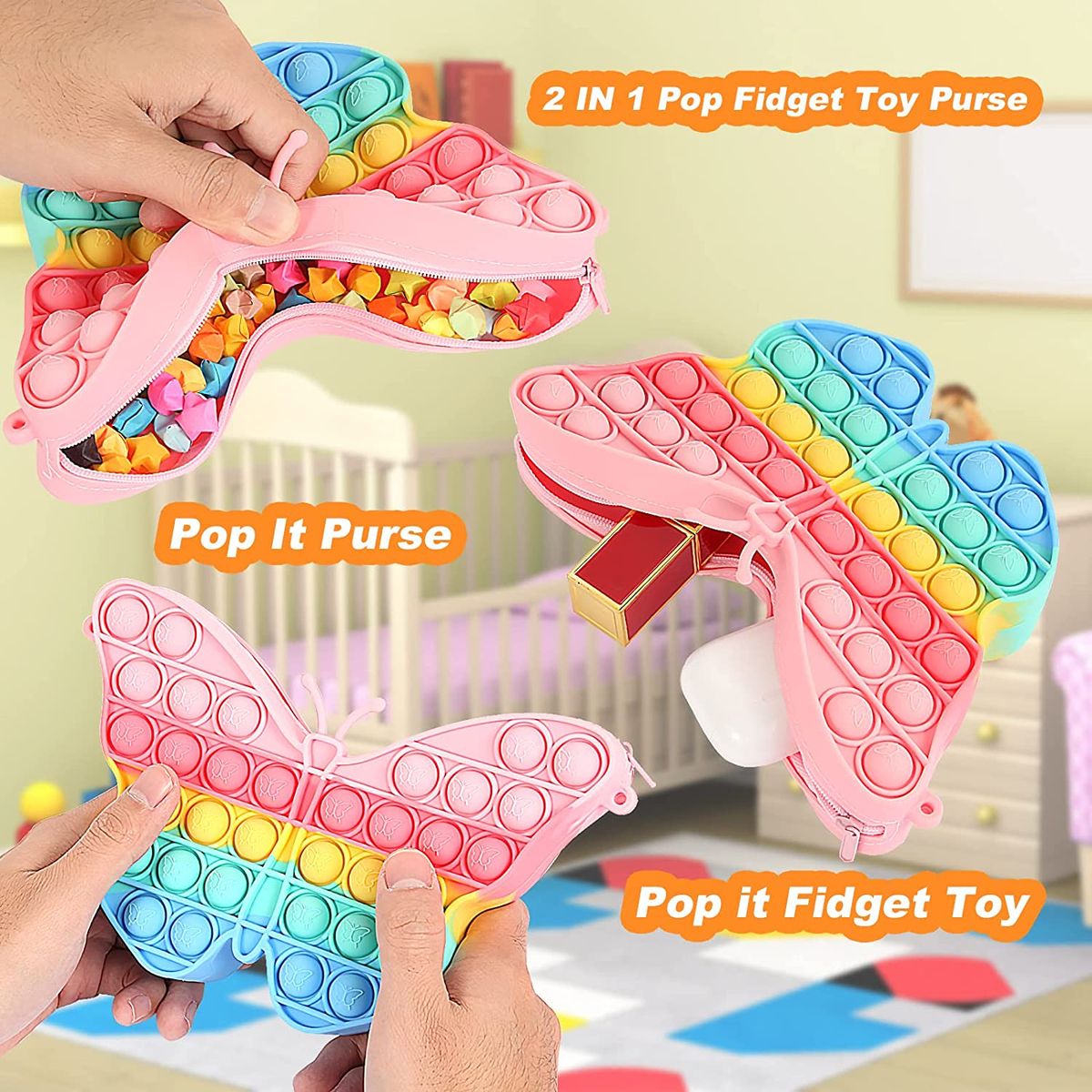 PopIts Fidget Toys Shoulder Bags Butterfly