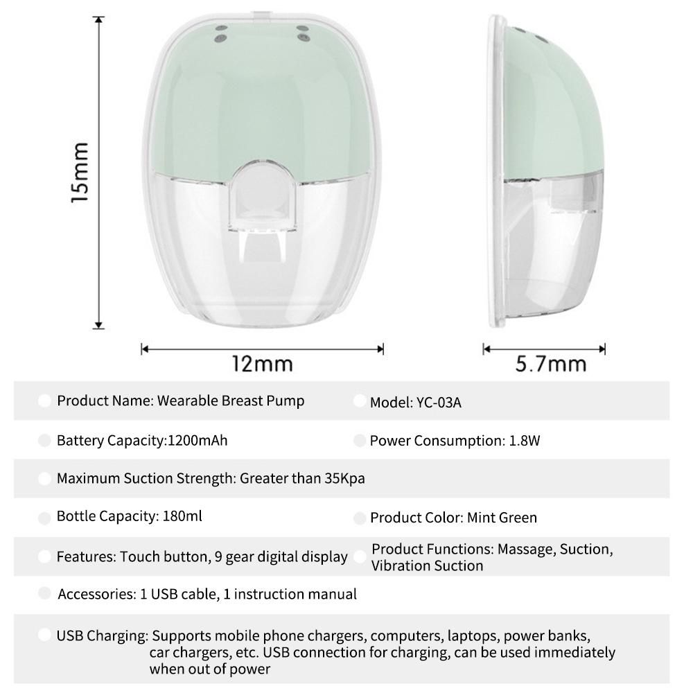 Hands Free Breast Pump Wearable Electric Breast Pump Lightweight with LED Display 2 Modes & 9 Suction Levels