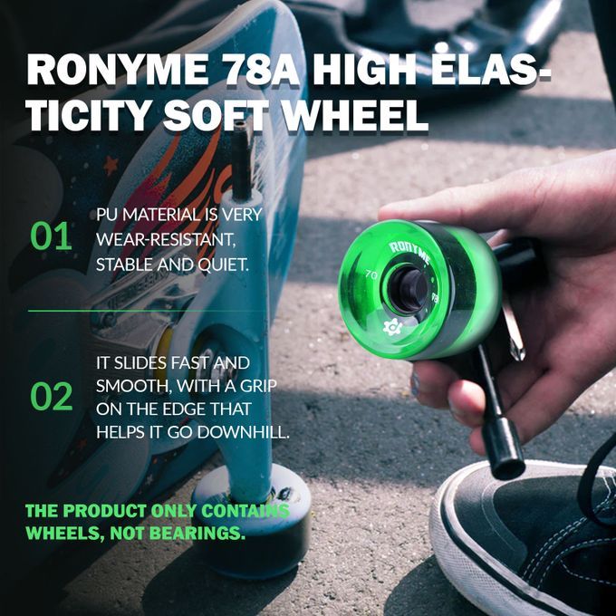 8 Pieces Skateboard Wheels 70x51mm High Performance Roller 78A Cruiser