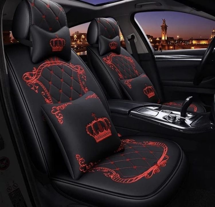 Universal Luxury Crown Car Seat Cover Leather For All Saloon Cars & 5 Seater SUVs