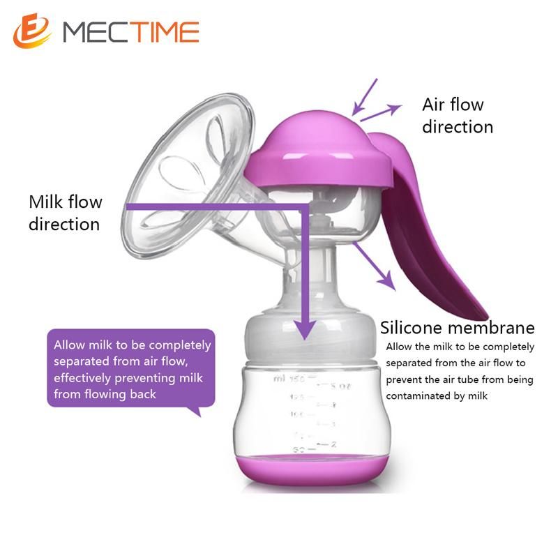 Manual Breast Pump 150ml Bottle Sucking - Purple