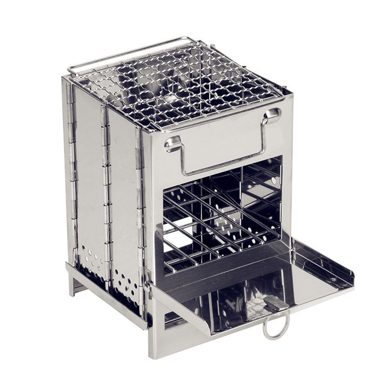 Wood Stove Stainless Steel Foldable Mini Charcoal Grill