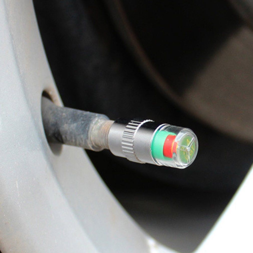 4Pcs Air Alert Tire Valve Caps Pressure Sensor Monitor Light Cap Indicator