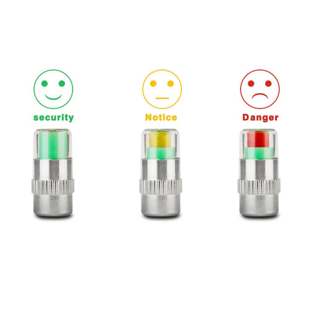 4Pcs Air Alert Tire Valve Caps Pressure Sensor Monitor Light Cap Indicator