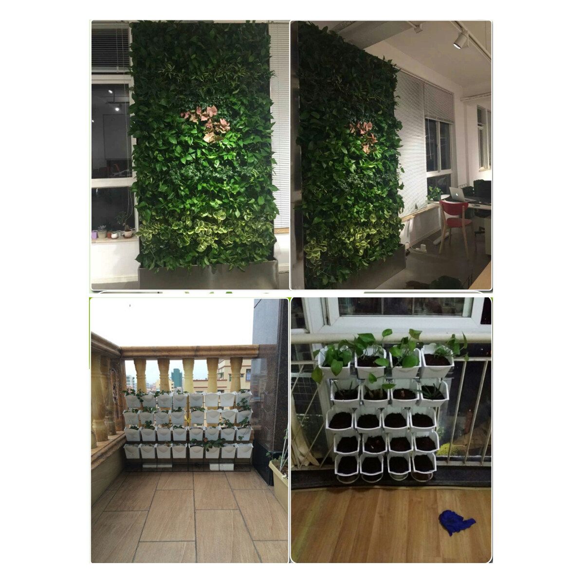 Garden Hanging Plastic Flower Pot Double Layer Gardening Wall Decoration Tool White Pots White