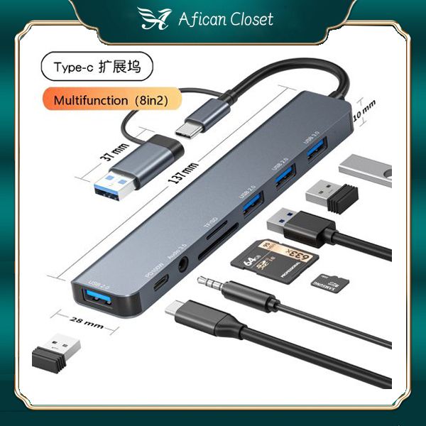 BYL-2303 8 In 1 Adapter Expansion Dock  USB2.0/3.0 PD Ports TF SD Card Slots