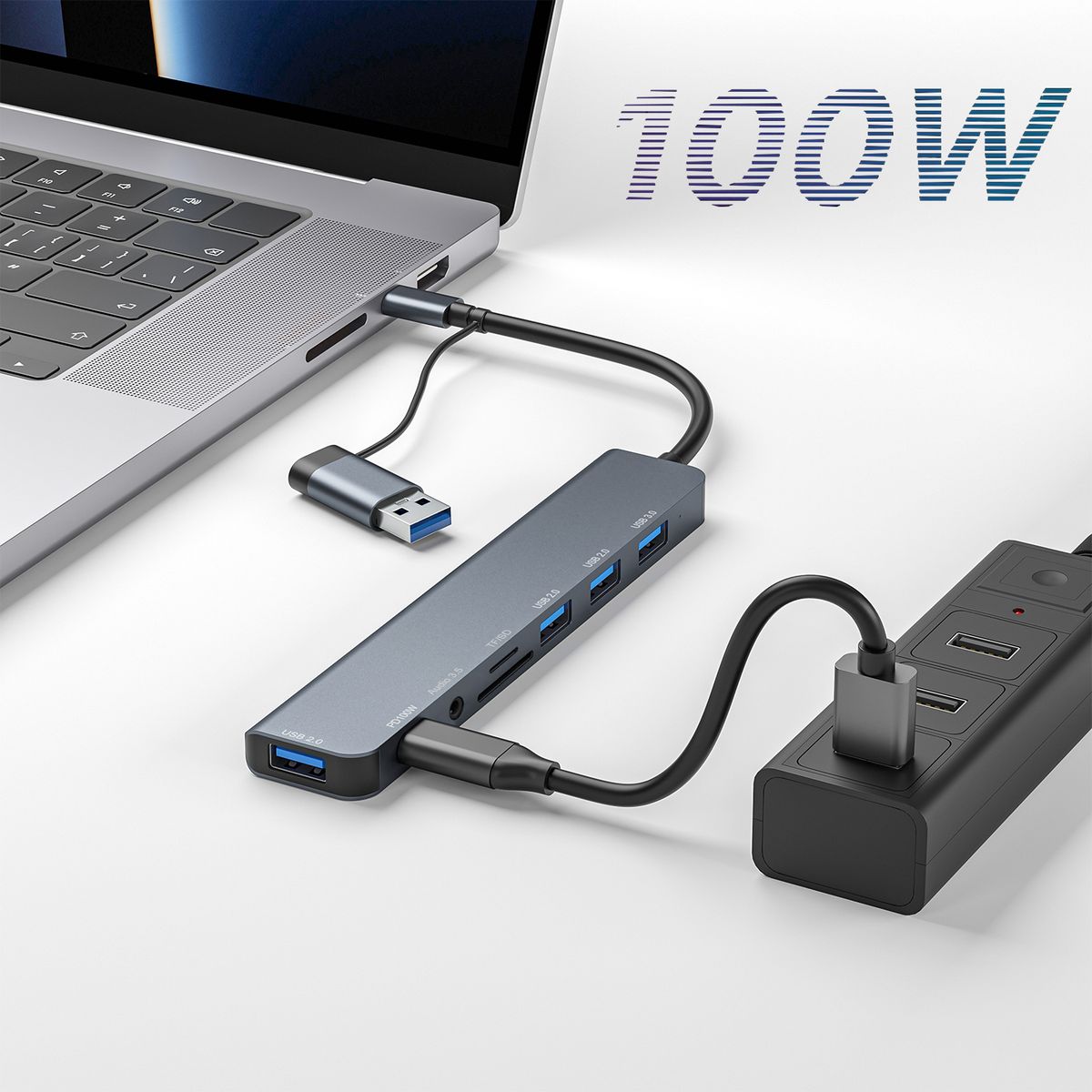 BYL-2303 8 In 1 Adapter Expansion Dock  USB2.0/3.0 PD Ports TF SD Card Slots