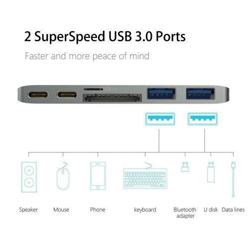 Thunderbolt Usb C Hub Aluminum Thunderbolt 4k 60Hz Type-C Hub Adapter For MacBook Pro 3.0 Type C Power Delivery MicroSD/SD Card Reader