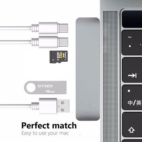 Thunderbolt Usb C Hub Aluminum Thunderbolt 4k 60Hz Type-C Hub Adapter For MacBook Pro 3.0 Type C Power Delivery MicroSD/SD Card Reader