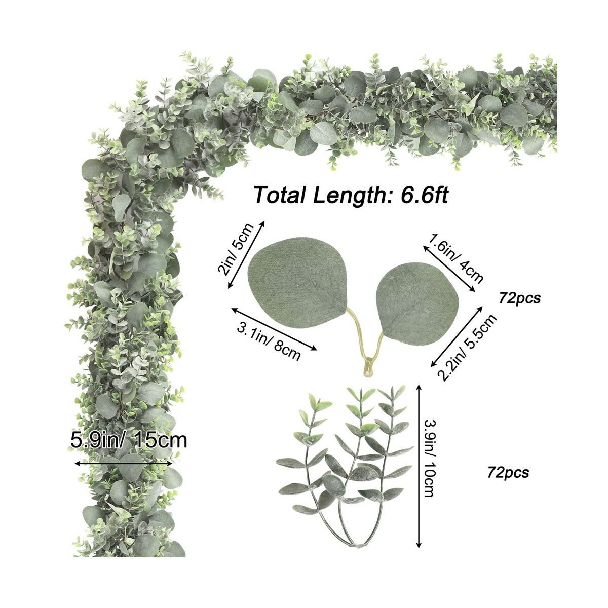 2Pcs 66Ft Artificial Eucalyptus Garland Faux Greenery Garland r Eucalyptus Leaves for Wedding Arch Farmhouse