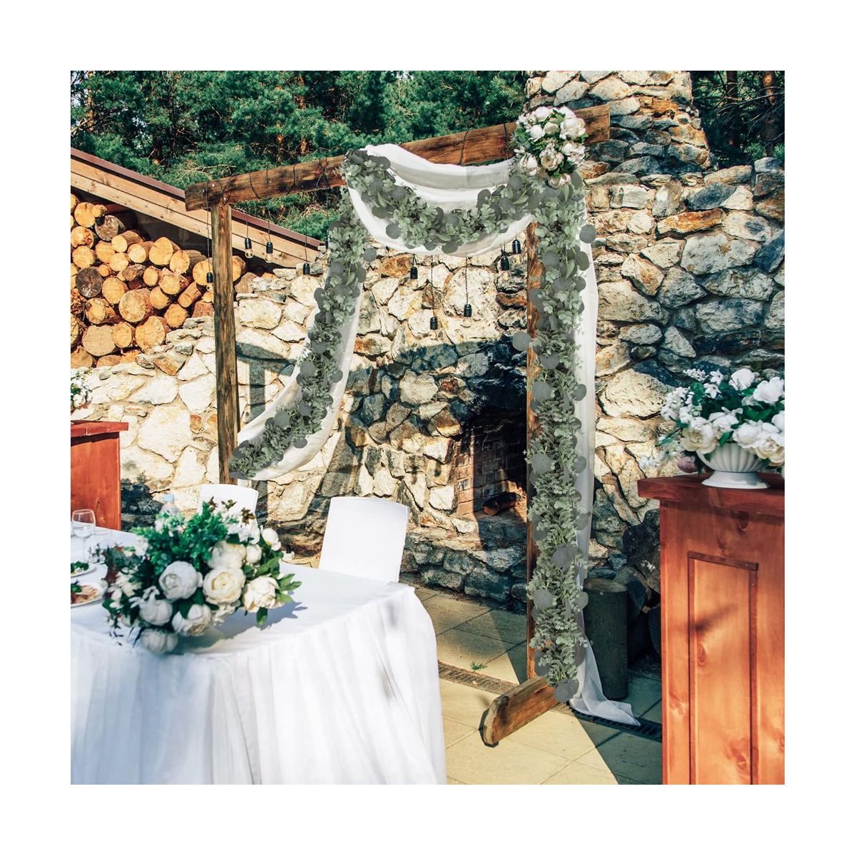 2Pcs 66Ft Artificial Eucalyptus Garland Faux Greenery Garland r Eucalyptus Leaves for Wedding Arch Farmhouse