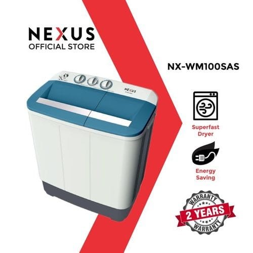 Semi-Automatic Twin Tub Washing Machine - NX-WM-92SASB - Wash Capacity: 10kg Spinning capacity: 7kg