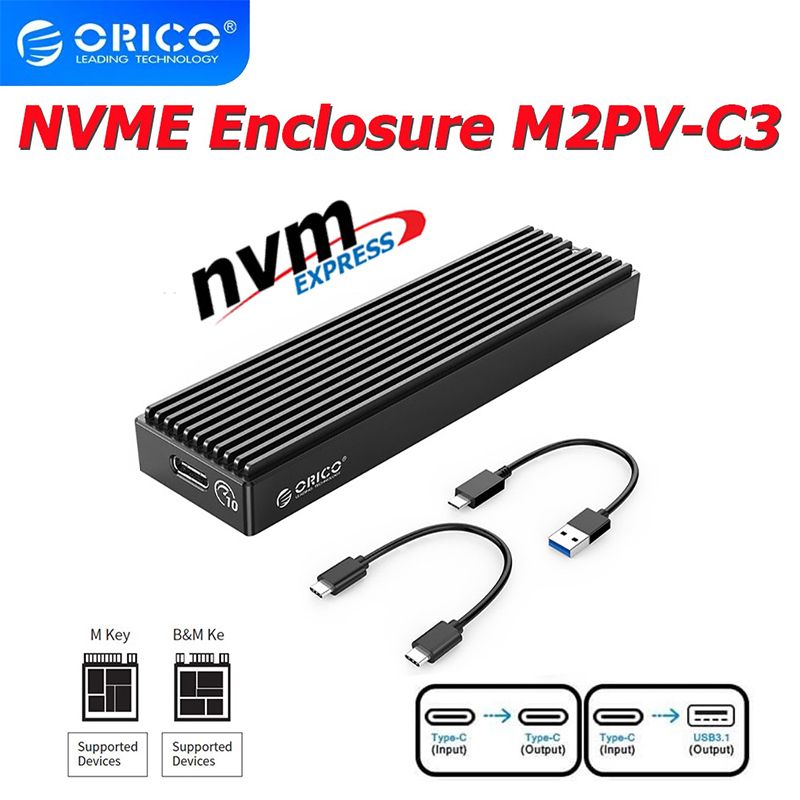 ORICO Ssd Nmve M2 NVMe USB Type C Gen2 10Gbps PCIe SSD Case M2 SATA  5Gbps M.2 NVME External Hard Drive M.2 SSD Case PC Case