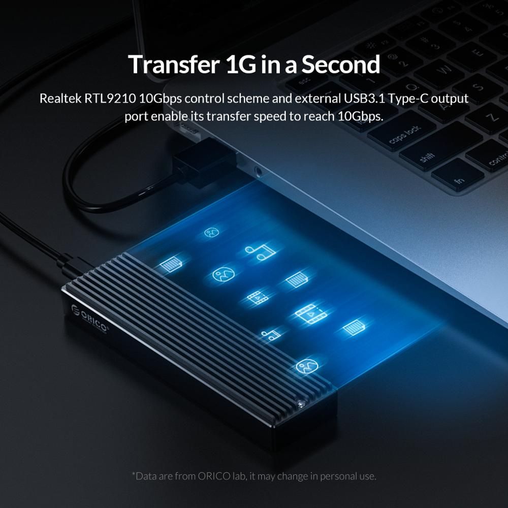 ORICO Ssd Nmve M2 NVMe USB Type C Gen2 10Gbps PCIe SSD Case M2 SATA  5Gbps M.2 NVME External Hard Drive M.2 SSD Case PC Case