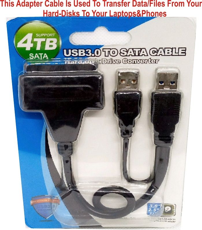 USB 3.0 SATA  Hard Disk/Hard Drive Adapter Cable For 2.5 Inch SSD & HDD With Support UASP For Laptop, Phones.Black