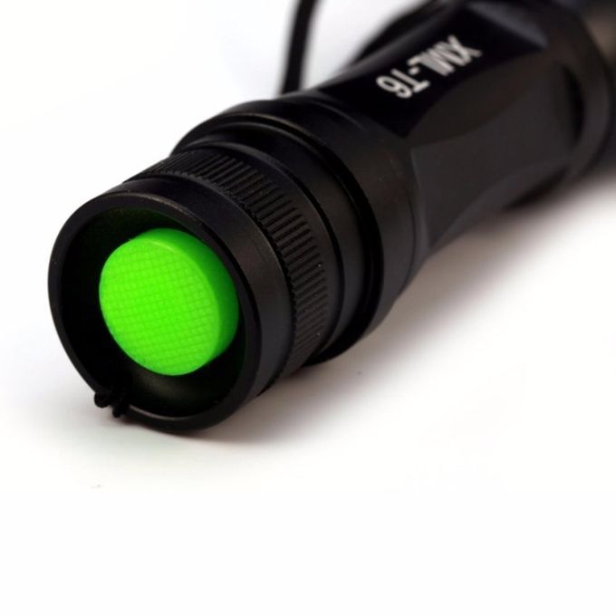 FFY LED Flashlight Torchlight Aluminum Zoomable Waterproof TorchLight Black + Car Charger + US Charger + Protective Case Box