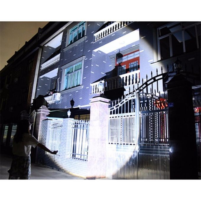 FFY LED Flashlight Torchlight Aluminum Zoomable Waterproof TorchLight Black + Car Charger + US Charger + Protective Case Box