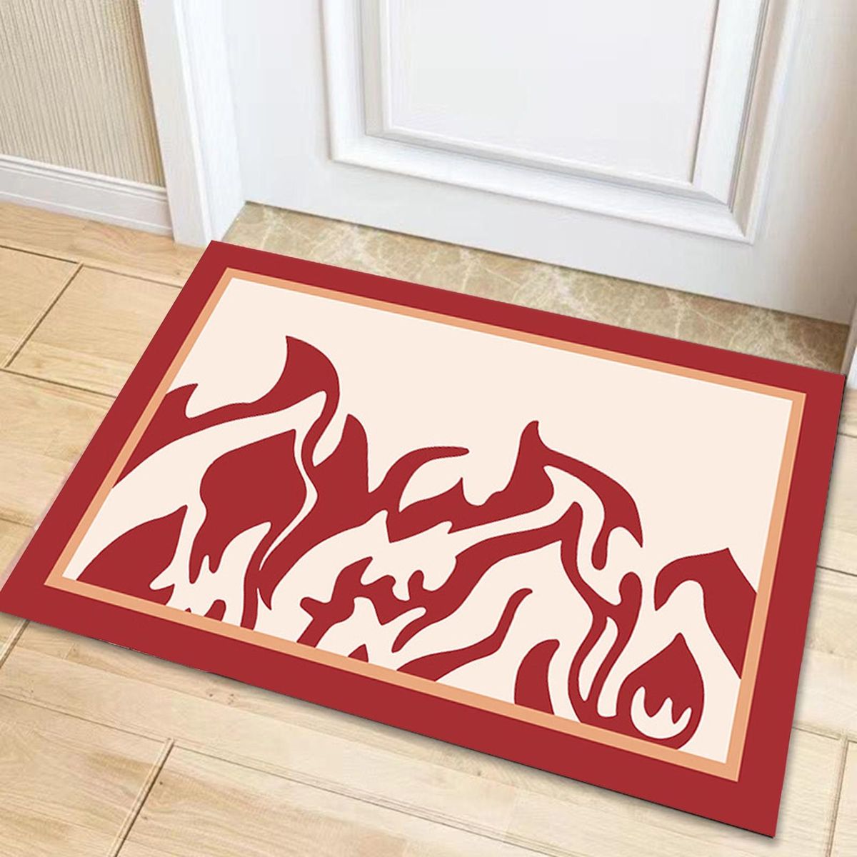 Floor Mat Mountain Pattern Bedroom Floor Mat Red