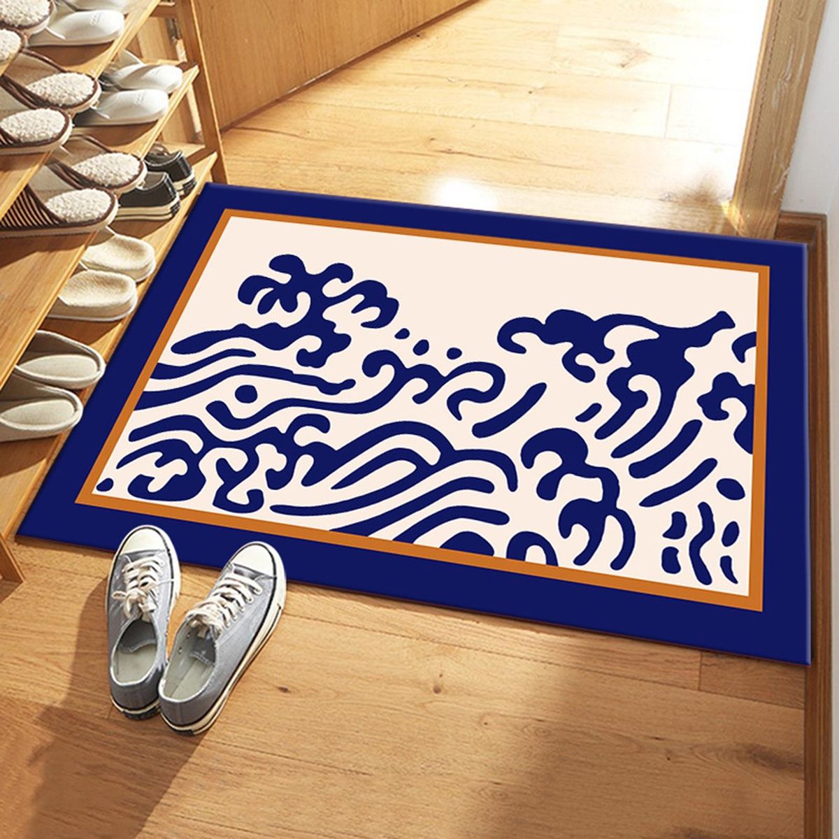 Floor Mat Mountain Pattern Bedroom Floor Mat Blue