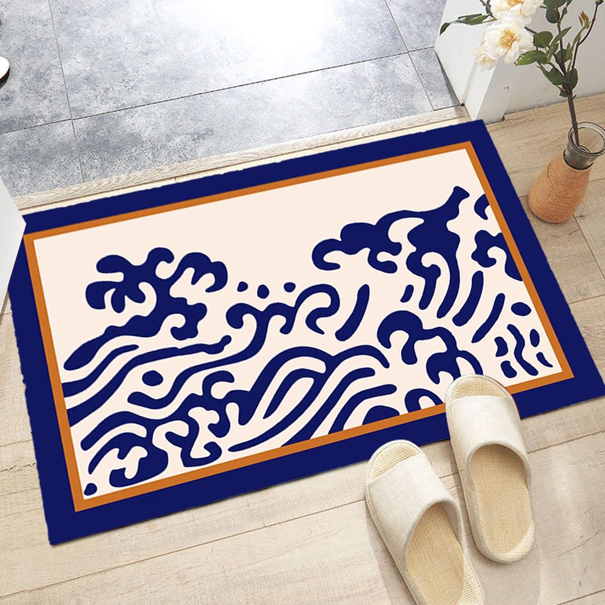 Floor Mat Mountain Pattern Bedroom Floor Mat Blue