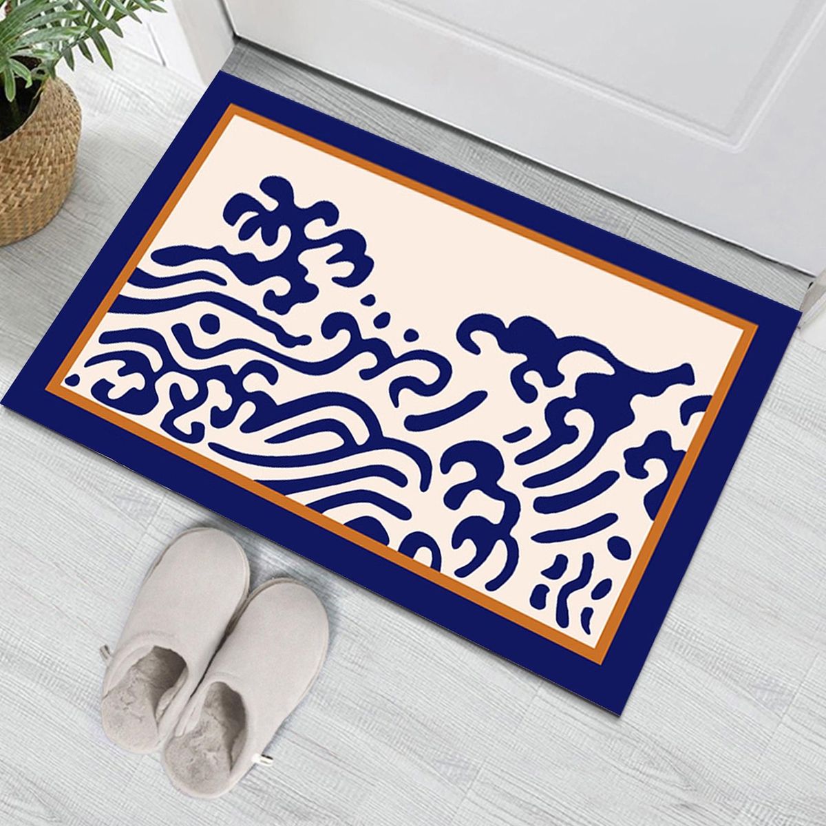 Floor Mat Mountain Pattern Bedroom Floor Mat Blue