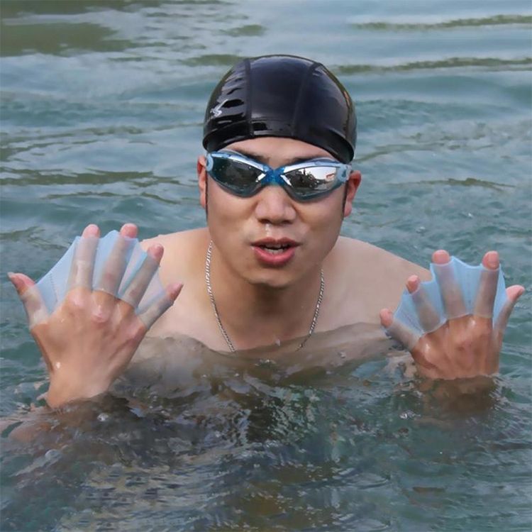 Finger Flexible Silicone Swimming Gloves (Large Size)