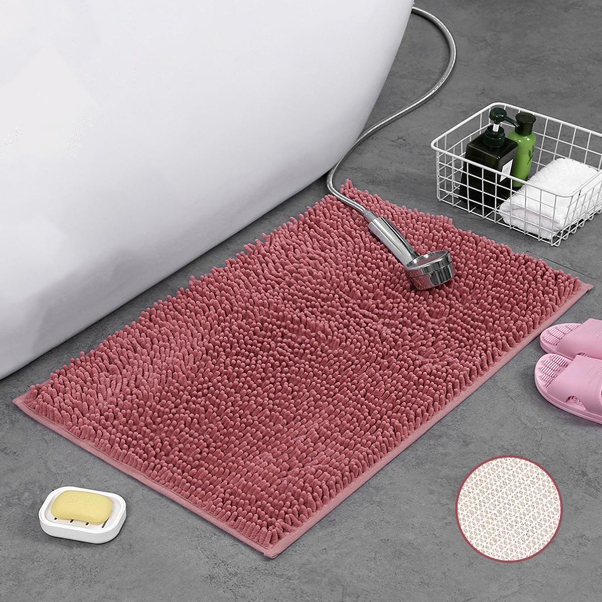 Door Carpet Short Velvet Chenille Floor Mat Door Carpet Decoration Pink