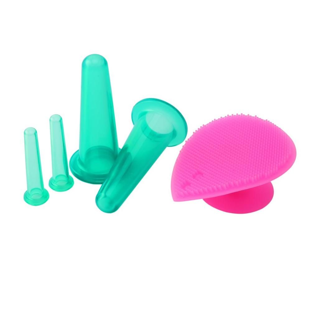 Skin Silicone Cups Jar Care Eye New Cupping 5pcs/set Massage Sing Lifting Cups With Brush Beauty Health