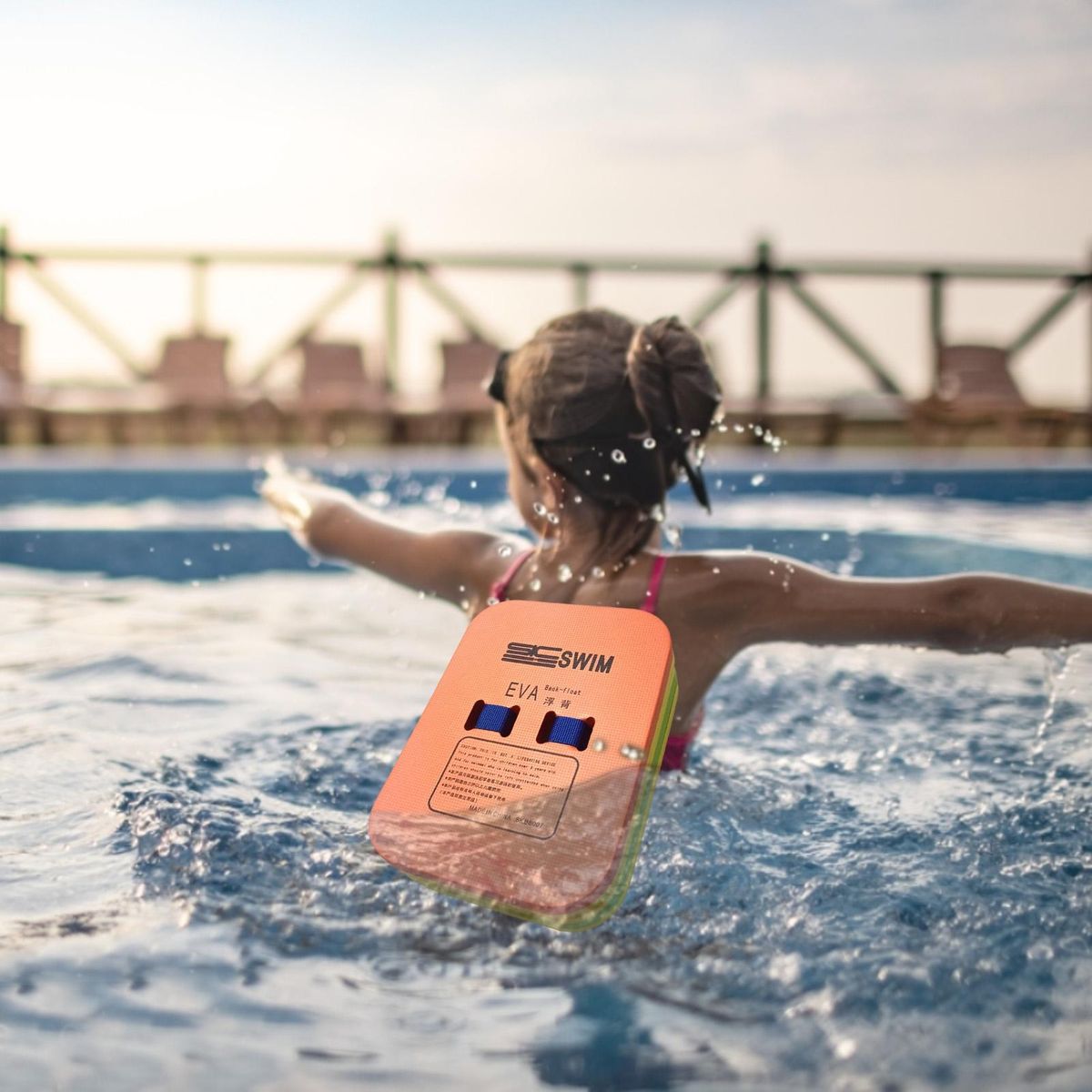 Swimming Kickboard Swim Pool Children Back Drift Board Orange