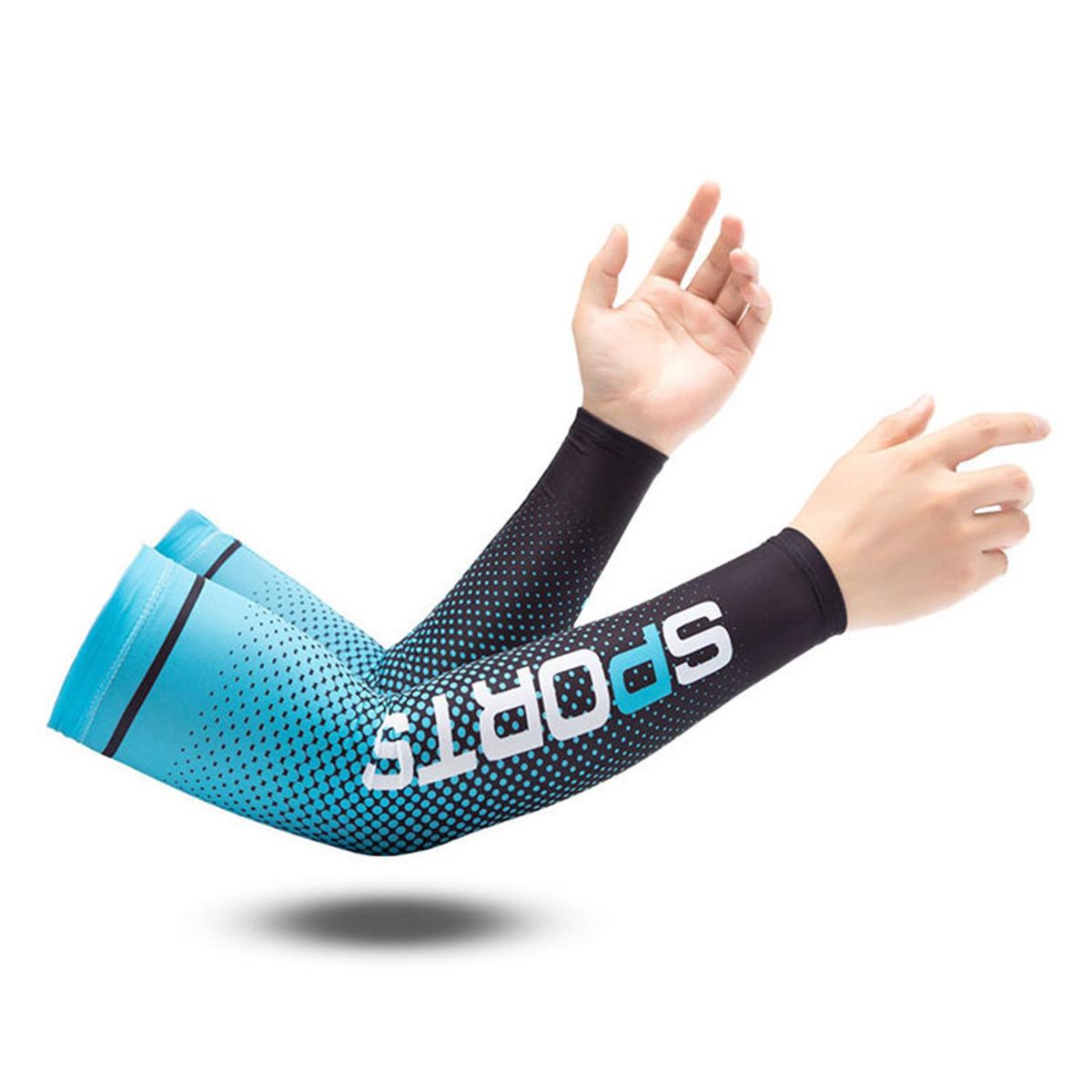 Cooling Arm Sleeves Sun Protection Men Women For Football Light Blue