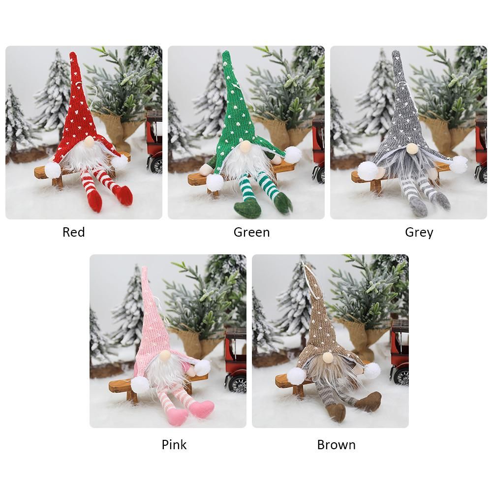 Mini Christmas Ornament Long Leg Forest Man Design Xmas LEDs Light Illuminated Lamp Tree Hanging DIY Decoration Deco Lanyard for Festival Holiday Present Gift