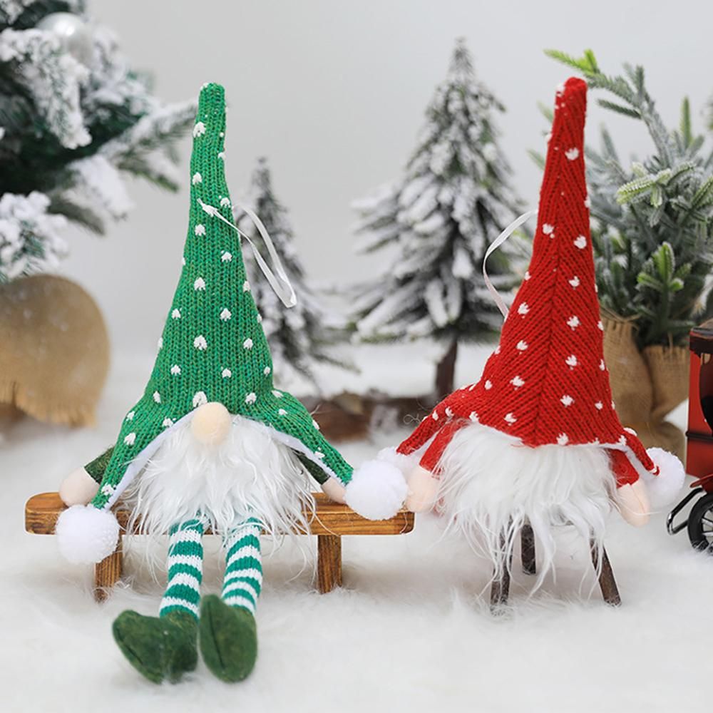 Mini Christmas Ornament Long Leg Forest Man Design Xmas LEDs Light Illuminated Lamp Tree Hanging DIY Decoration Deco Lanyard for Festival Holiday Present Gift