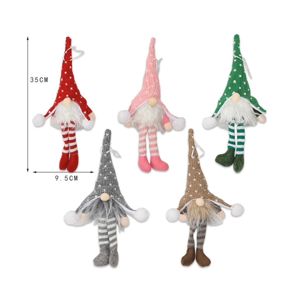 Mini Christmas Ornament Long Leg Forest Man Design Xmas LEDs Light Illuminated Lamp Tree Hanging DIY Decoration Deco Lanyard for Festival Holiday Present Gift