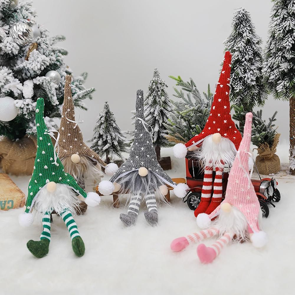 Mini Christmas Ornament Long Leg Forest Man Design Xmas LEDs Light Illuminated Lamp Tree Hanging DIY Decoration Deco Lanyard for Festival Holiday Present Gift